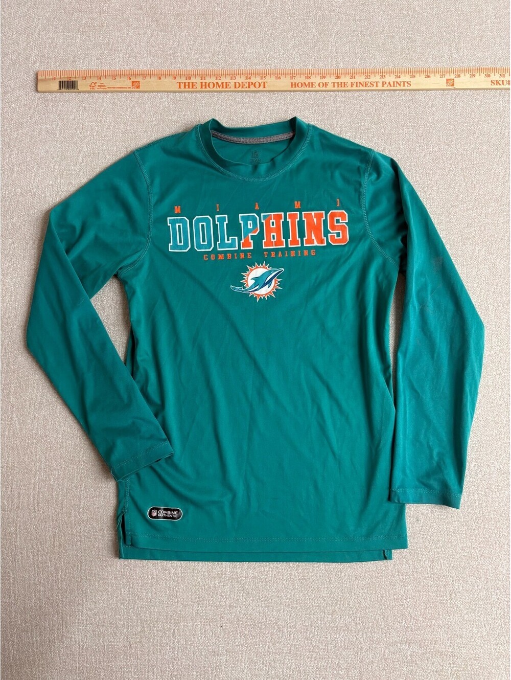 NFL Team Apparel Miami Dolphins Combine Training Long Sleeve Shirt Mens Small S